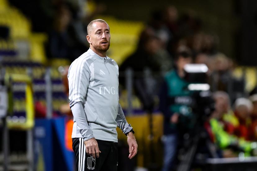 Belgium's U21 head coach Gil Swerts is pictured during a soccer game between Belgium U21 and Belarus U21, Thursday 24 September 2026 in Westerlo, qualifier 6/8 for the 2027 European Championships. BELGA PHOTO BRUNO FAHY