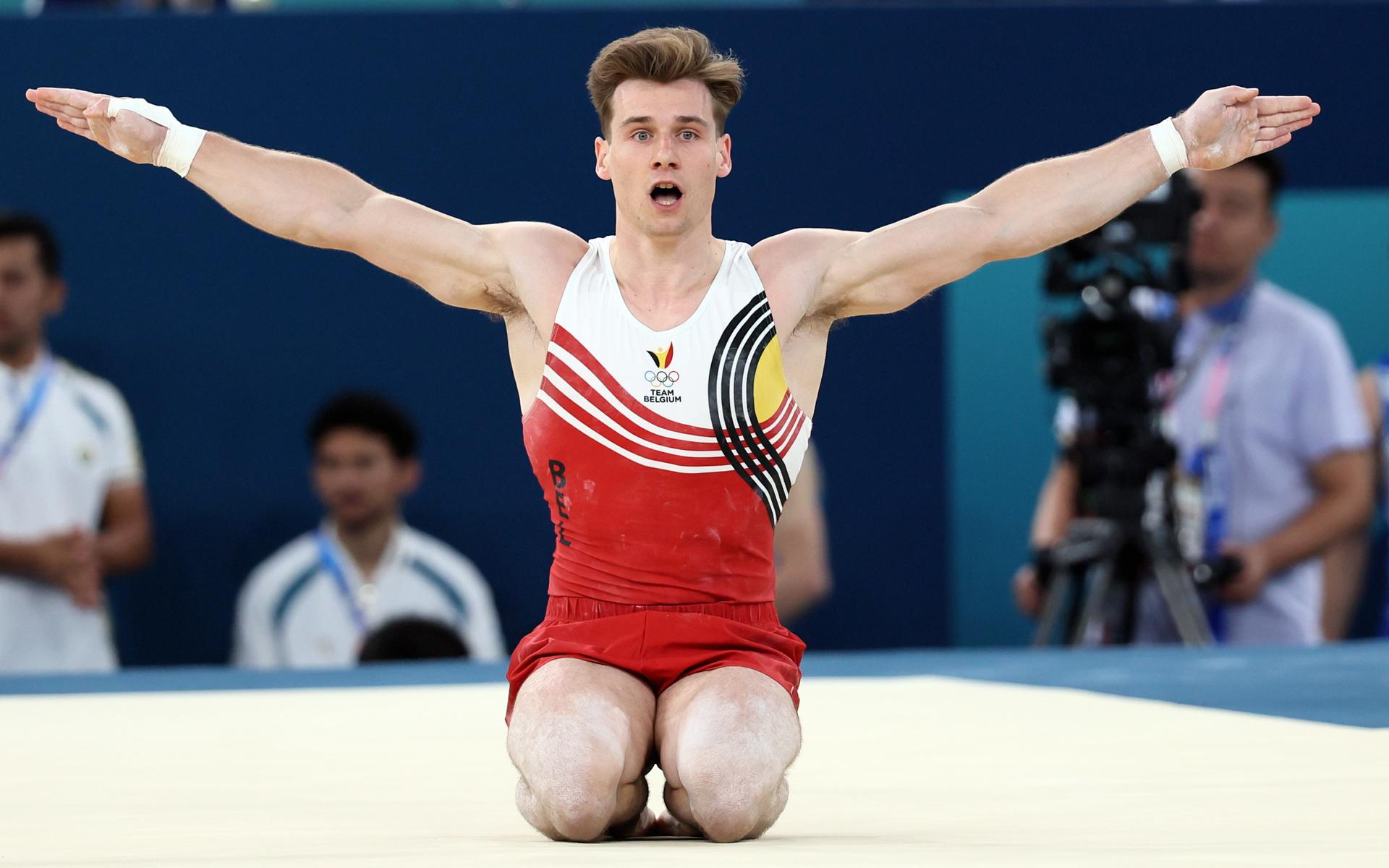 Belgian gymnast Luka Van den Keybus pictured in action during the men's gymnastics competition at the Paris 2024 Olympic Games, on Saturday 27 July 2024 in Paris, France . The Games of the XXXIII Olympiad are taking place in Paris from 26 July to 11 August. The Belgian delegation counts 165 athletes in 21 sports. BELGA PHOTO BENOIT DOPPAGNE