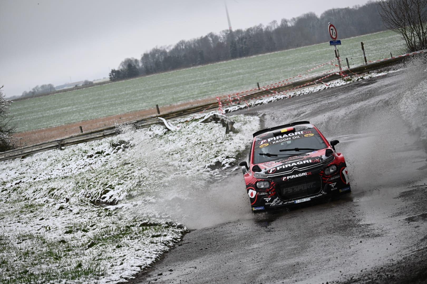 ATTENTION EDITORS - HANDOUT PICTURES - EDITORIAL USE ONLY - MANDATORY CREDIT 'BRC' This handout picture distributed on Saturday 14 March 2026 by BRC shows Bastien Rouard and Dimitri Debuisson during the Rallye des Ardennes in Dinant, Belgium. Belga and Belga editorial board decline all responsability regarding the content of this picture. PHOTO HANDOUT BRC