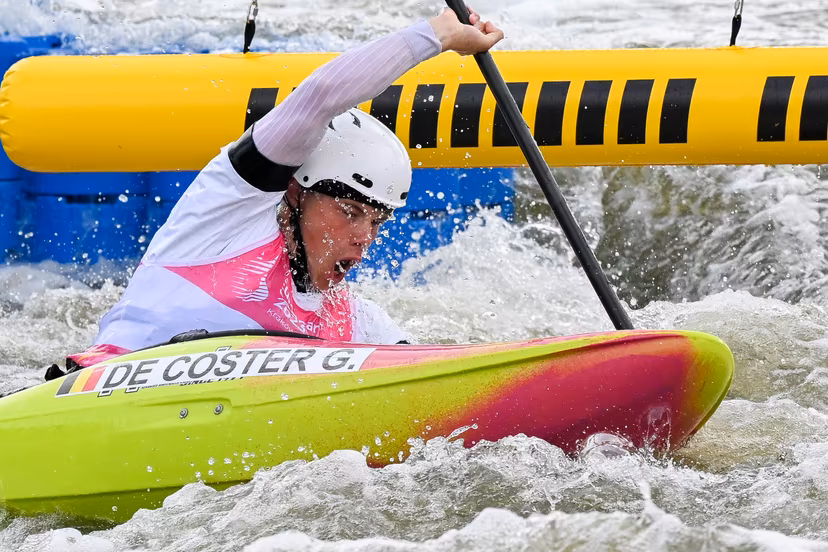 Canoe Slalom Athlete Gabriel De Coster pictured in action during the qualifications of the Canoe Kayak slalom cross event at the European Games in Krakow, Poland on Saturday 01 July 2023. The 3rd European Games, informally known as Krakow-Malopolska 2023, is a scheduled international sporting event that will be held from 21 June to 02 July 2023 in Krakow and Malopolska, Poland. BELGA PHOTO TEAM BELGIUM